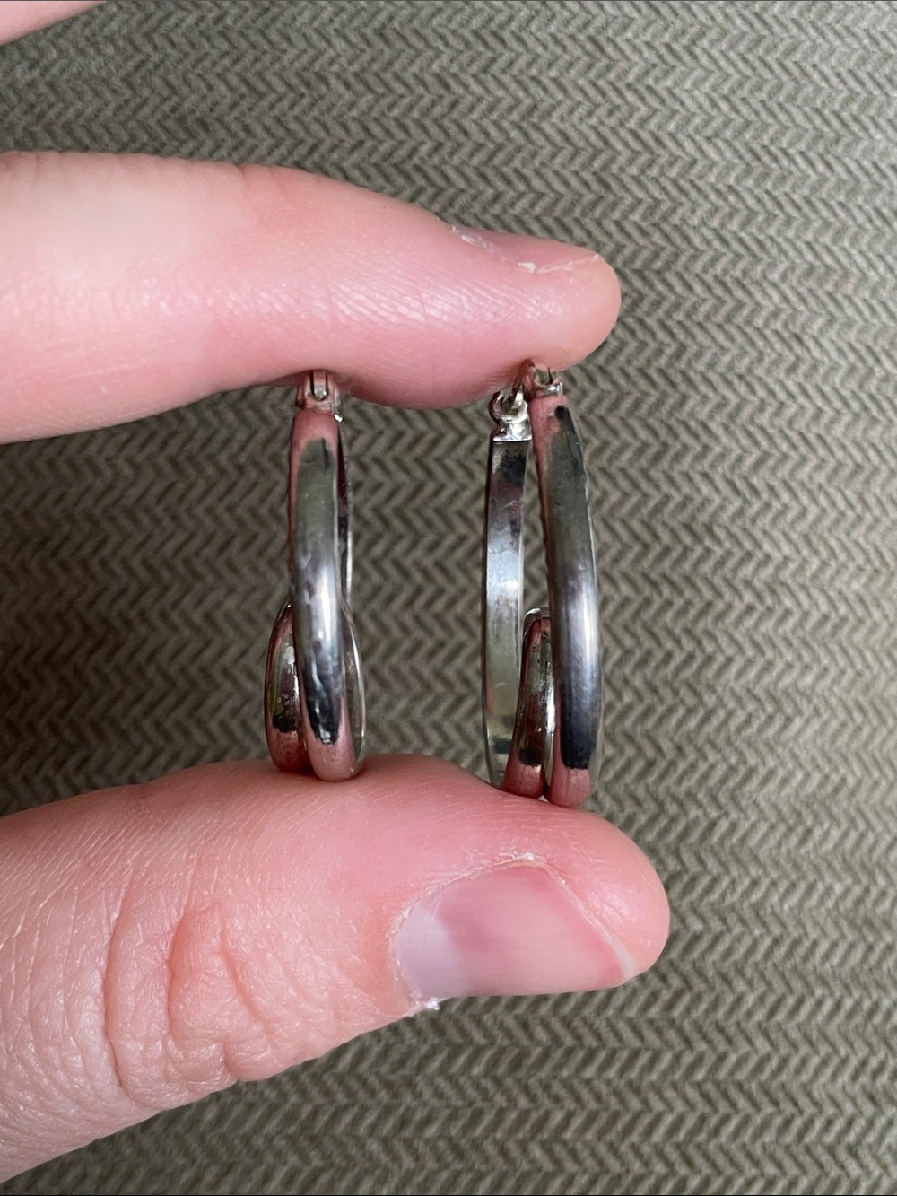 Sterling Silver Loop Hoop Earrings - Picture 4 of 8